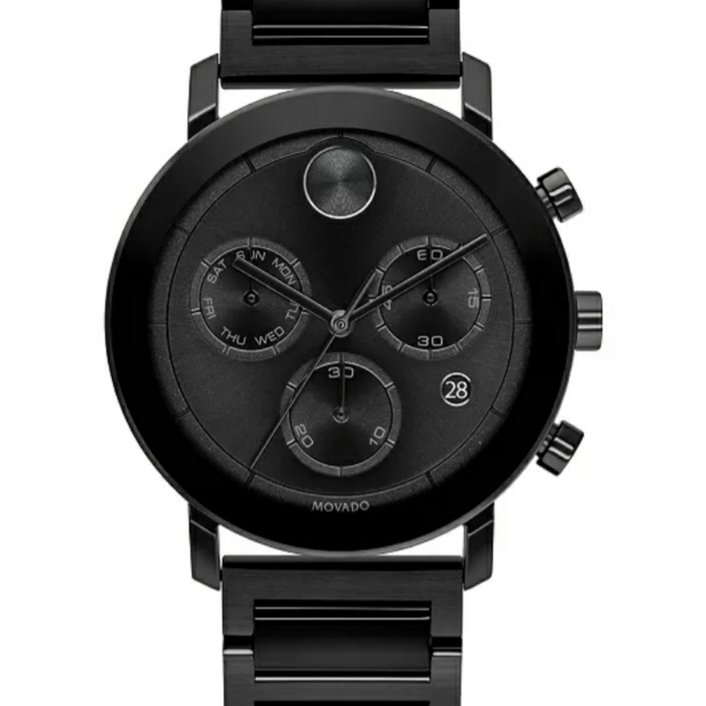 Authentic Movado Bold Black Chronograph Watch